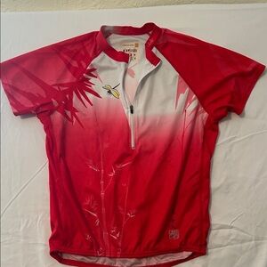 Men's Red Short-Sleeve Cycling Jersey with Zip